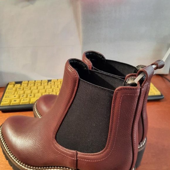 New ! Nordstrom Women Rain Platform Water Resistant Chelsea Boot Brown Size 6.5 - Picture 2 of 7